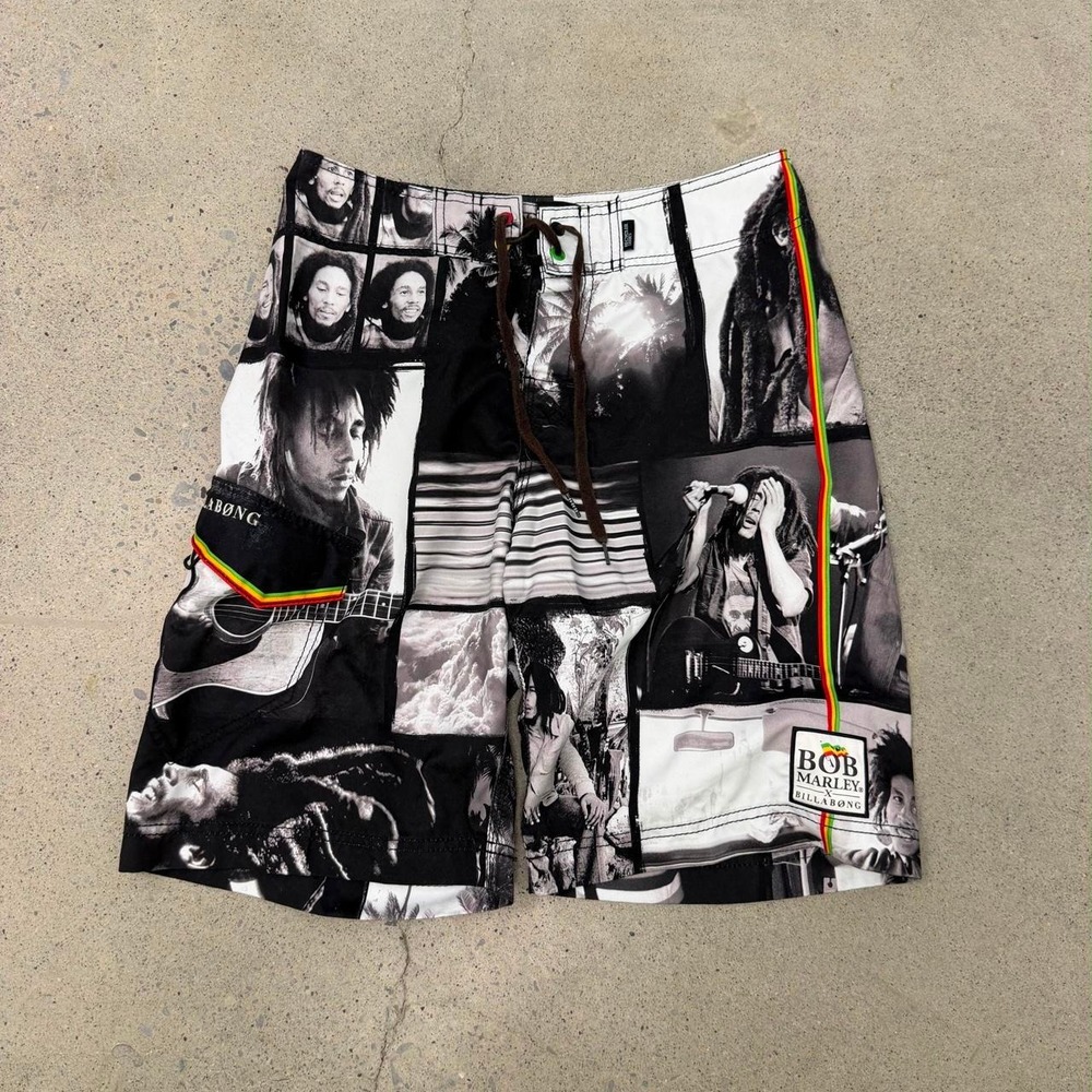 Vintage 2000s Billabong x Bob Marley AOP Board Shorts Y2K (Size 30/M)